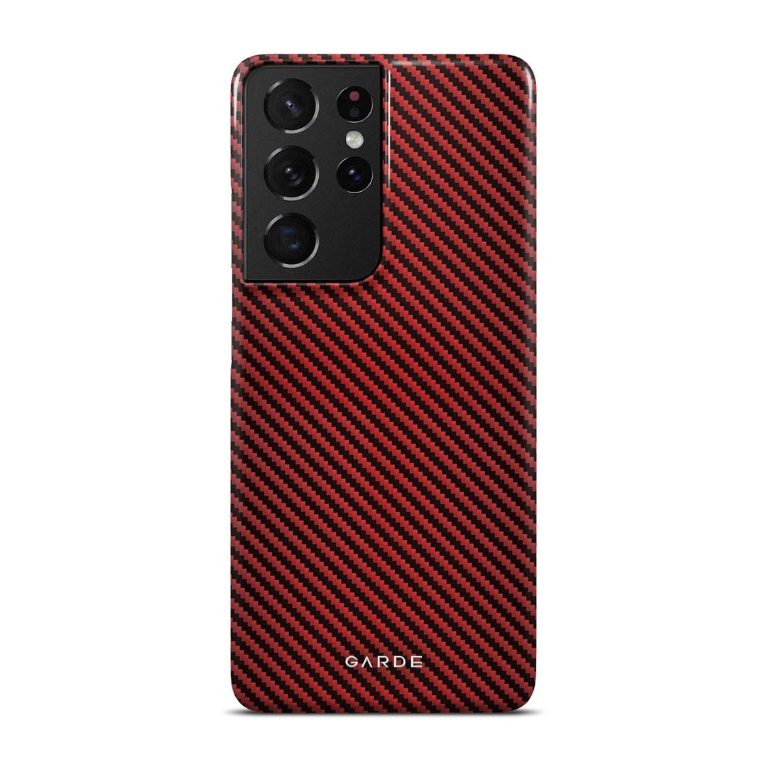 Carbon Red Samsung S21 Ultra Back Cover - Custom Printed Phone Case by Garde
