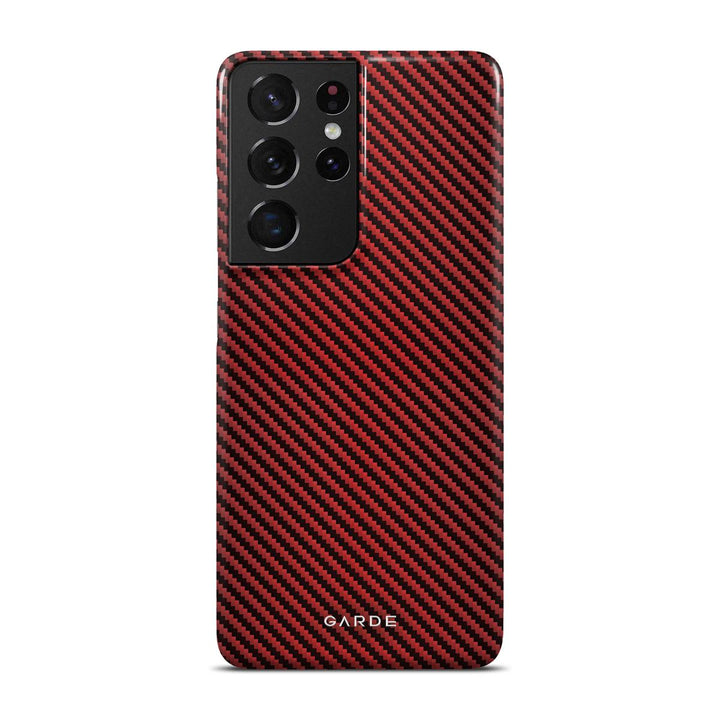 Carbon Red Samsung S21 Ultra Back Cover - Custom Printed Phone Case by Garde