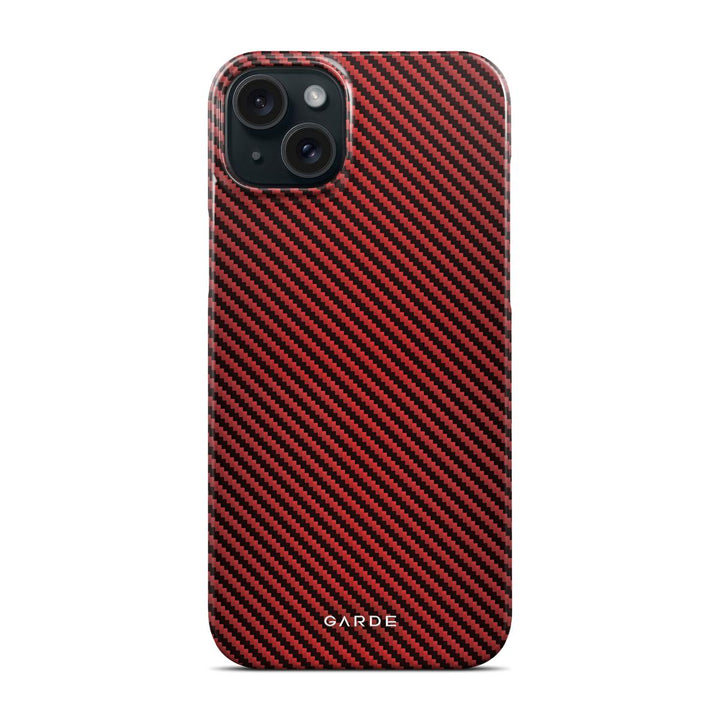 Carbon Red iPhone 15 Plus Back Cover - Custom Printed Phone Case by Garde