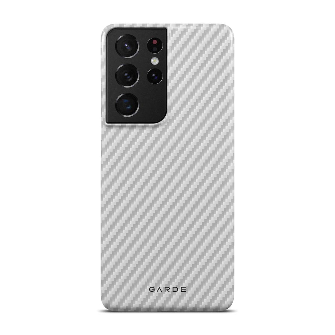 Carbon White Samsung S21 Ultra Back Cover - Custom Printed Phone Case by Garde